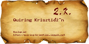 Quiring Krisztián névjegykártya